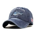 thumbnail image 1 of Unisex Embroidered Lettering Shark Pattern Baseball Cap Fashion Denim Sun Shade Hat Navy adjustable, 1 of 8