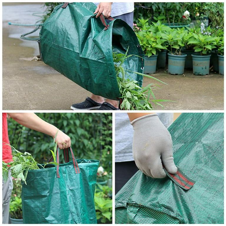 2 Pack 120l Garden Waste Bags Reusable Tear Resistant Waterproof With  Handles Waste Collection Bin For Lawn Pool 45 X 63cm