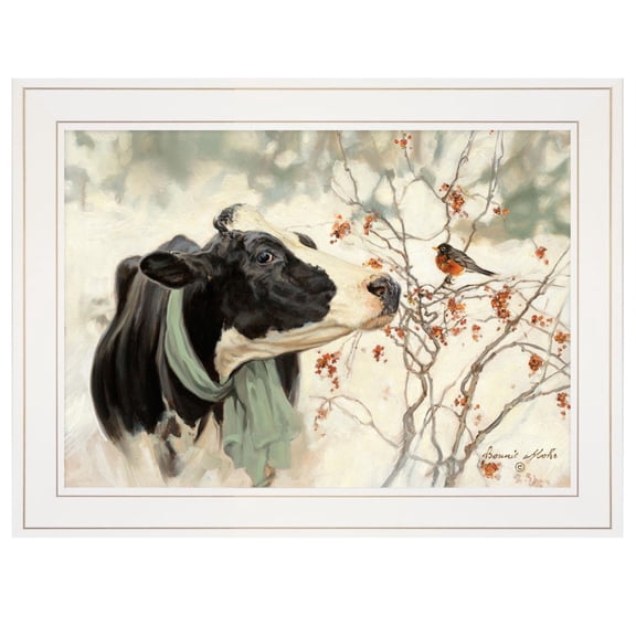 TrendyDecor4U The Winter Robin By Bonnie Mohr Framed Print COW319-226G