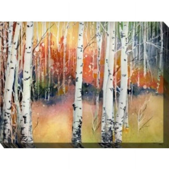 Outdoor Living and Style Orange and Yellow Colorado Aspens Outdoor Canvas Rectangular Wall Art Decor