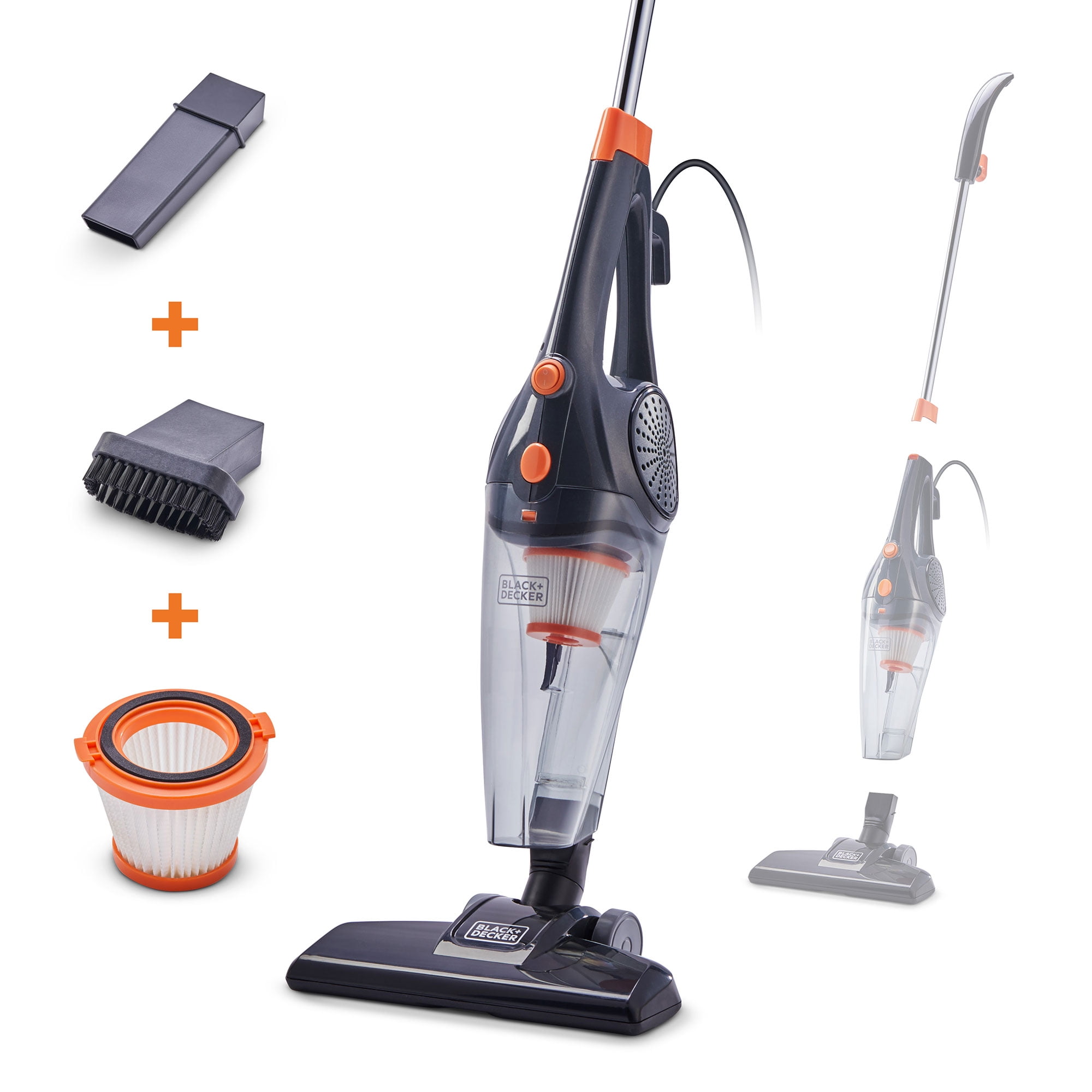  BLACK+DECKER 3-In-1 Upright, Stick & Handheld Vacuum Cleaner  with Washable HEPA Filter, Powerful Corded 480-Watt Motor, Ultra  Lightweight with Crevice Tool & Small Brush Attachments, Gray (BDXHHV005G)  : Everything Else