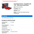 thumbnail image 2 of Front Brake Pad Set - Compatible with 1999 - 2005 Suzuki Grand Vitara 2000 2001 2002 2003 2004, 2 of 2