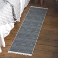 thumbnail image 2 of Ottomanson Machine Washable Cotton 2x5 Flatweave Runner Rug for Bedroom, 20" x 59", Brown/Charcoal Wicker Weave, 2 of 10