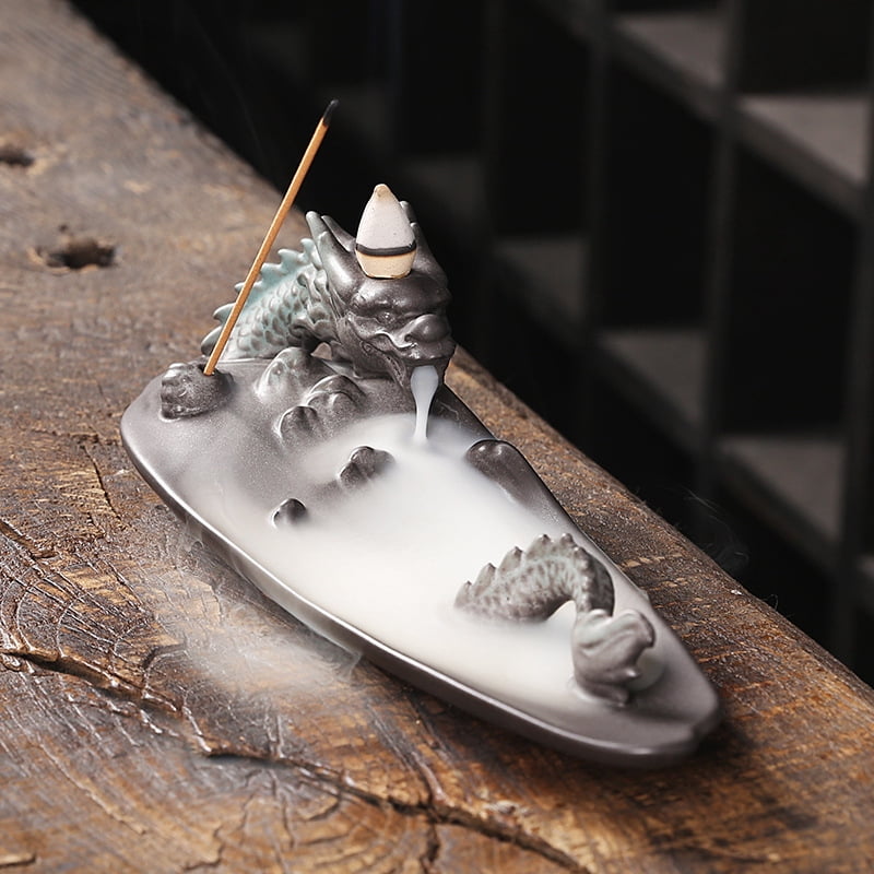 Incense Holder Creative Smoke Backflow Incense Burner Incense Holder Ceramic Dragon Censer Home Decor Ornaments Incense Burner