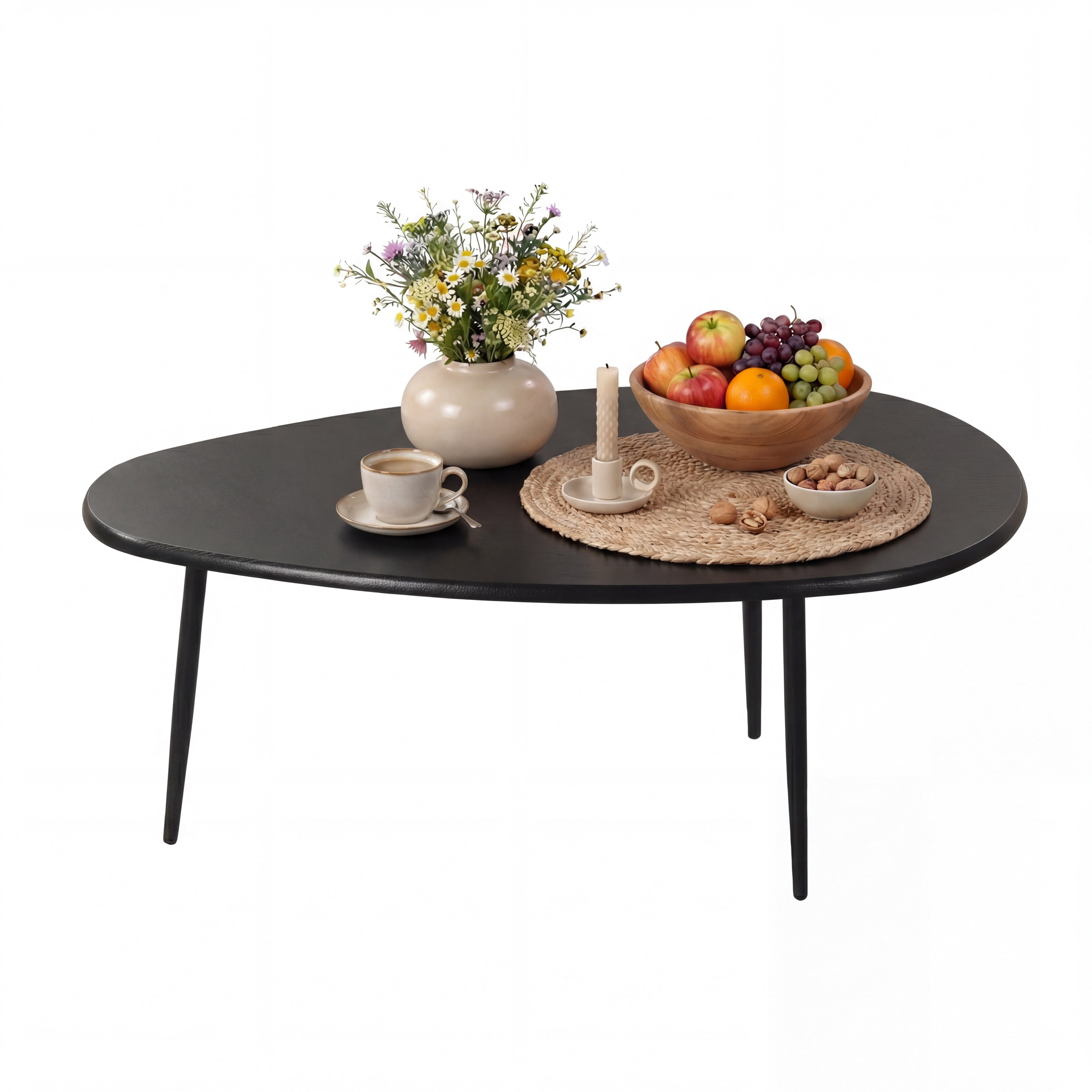 ELLEGNT Oval Coffee Table,Mid-Century Modern Center Table with Sturdy Metal Frame, Compact Retro Sofa Table for Living Room