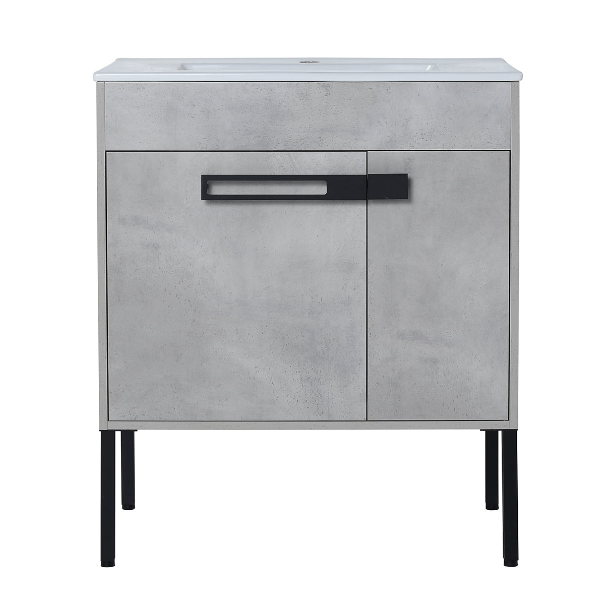 Kepooman 29" Modern Bathroom Vanity, Freestanding Sink Vanity Set with Handle, Cement Grey