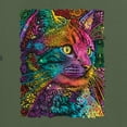 thumbnail image 2 of Colorful Cat Portrait | Cat Lover Owner | Dean Russo Art Animal Lover Men's T-Shirt, Military Green, 4XL, 2 of 5