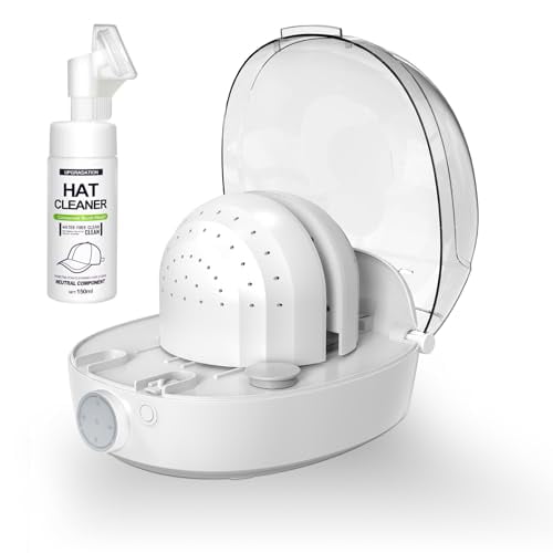 Máquina para el cuidado de gorras INNOPAW para planchar y secar. Restaura la forma natural de gorras deformadas con vapor y aire caliente y frío. Mantiene la gorra limpia y en su forma.