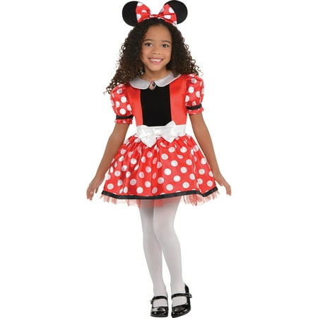 Costumes USA Red Minnie Mouse Costume for Girls, Includes a Polka Dot Dress and Headband with Ears and Bow