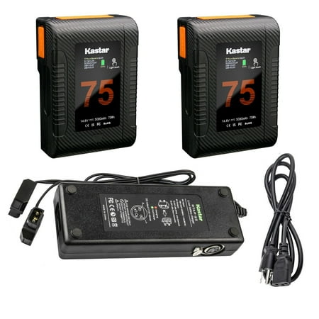 Kastar 2-Pack BP-Z75W Battery and Dual D-Tap Charger Compatible with Blackmagic Design BMPCC 4K BMPCC 6K Pro URSA Mini Pro 4.6K URSA Mini Pro 4.6K G2 URSA Mini 4K URSA Mini 4.6K Cinema Camera