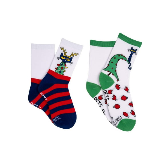 Pete the Cat Kids Christmas 2 Pair Pack Crew Socks