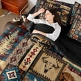 thumbnail image 4 of Homewish Teens Safari Bear 7 Pieces Bedding Comforter Set,Tribal Aztec Full Bedding Set Lightweight,Bohemian Theme Fitted Sheet Flat Sheet,Super Cozy Room Decor,Reversible, 4 of 8