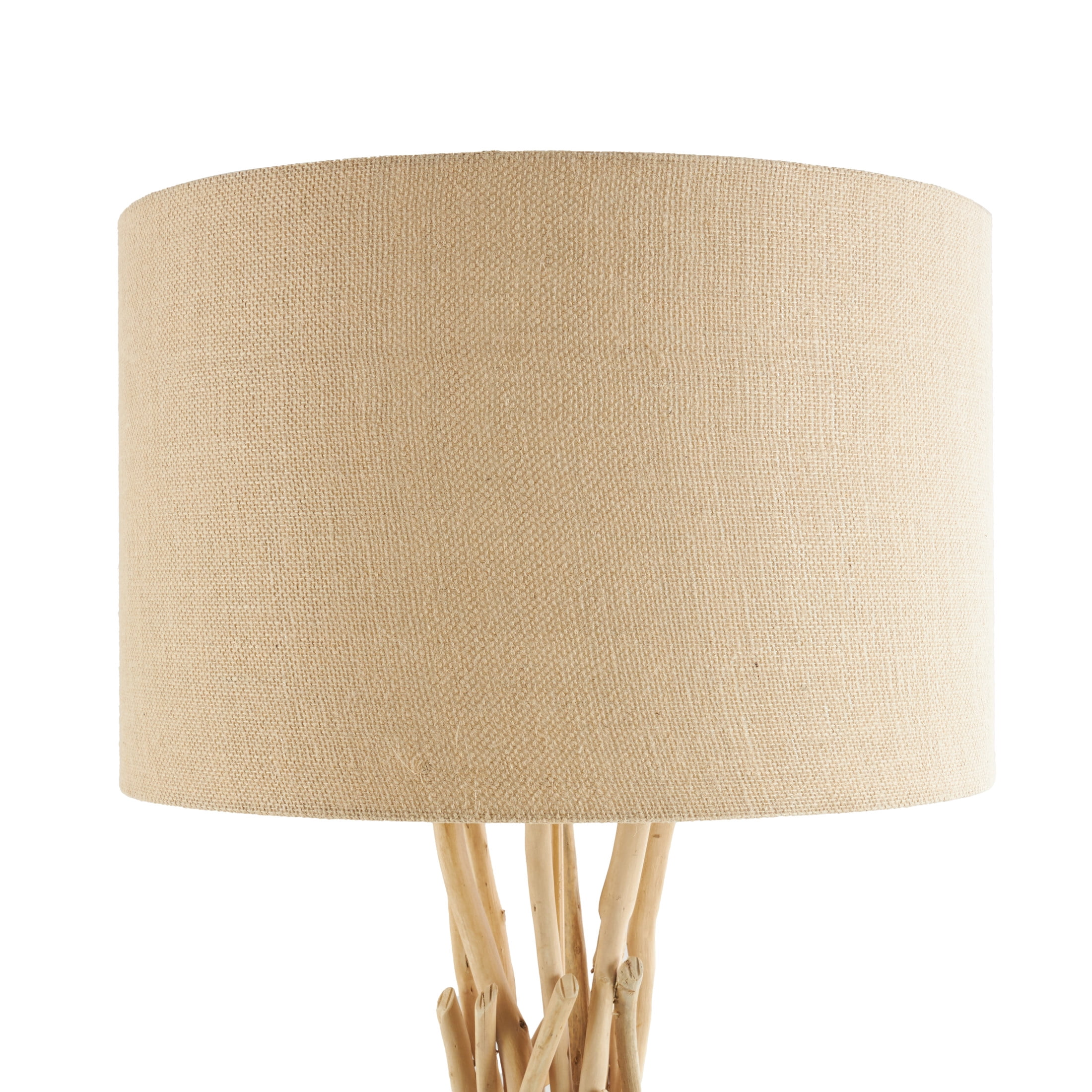 DecMode Rustic Tall Driftwood Floor Lamp with Beige Fabric Shade, 22"W x 62"H