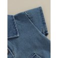 thumbnail image 6 of Suealasg Baby Boys Girls Denim Romper Letter Print Short Sleeve Turn-Down Collar Jumpsuits 3M 6M 12M 18M Infant Summer Casual Bodysuits Clothes, 6 of 9