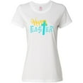 thumbnail image 3 of Inktastic Happy Easter with Cross in Teal Plaid Women's T-Shirt, 3 of 5