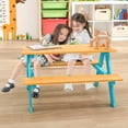 thumbnail image 2 of KOTEK Kids Picnic Table, Fir Wood Toddler Table and Benches, Kids Outdoor Furniture, Blue, 31" x 35" x 20", 2 of 9