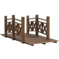 thumbnail image 2 of Outsunny 5 ft. Garden Bridge with Safety Rails, Wooden Outdoor Bridge for Backyard Ponds, Creeks, Streams, Carbonized, 2 of 9