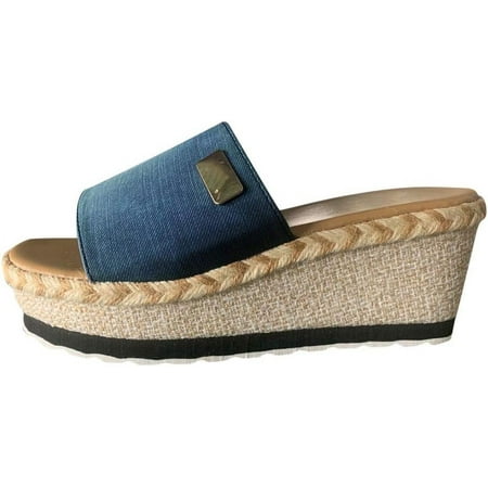 

SHYWJJ Women s Open Toe Espadrilles Wedge Sandal Slip On Platform Sandals Dressy Comfortable Wedges Mules Shoes
