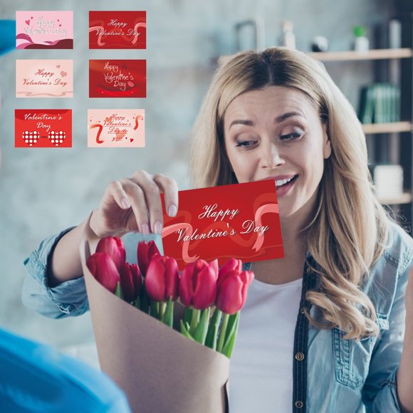 TIMIFIS Paper Greeting Cards, 6 PCS Set Valentine's Day Greeting Card Romantic Gratitude Friendship Card Baking Flower Small Greeting Card 6X4 Inch Valentine's Day Greeting Card Home Decor