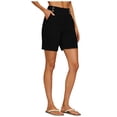 thumbnail image 5 of vigerkar High Waisted Shorts Women Cotton Button Detail Casual Shorts Vacation Short Pants with Pockets, Lightweight Classic Fit Summer Beach Travel (Black, S), 5 of 7