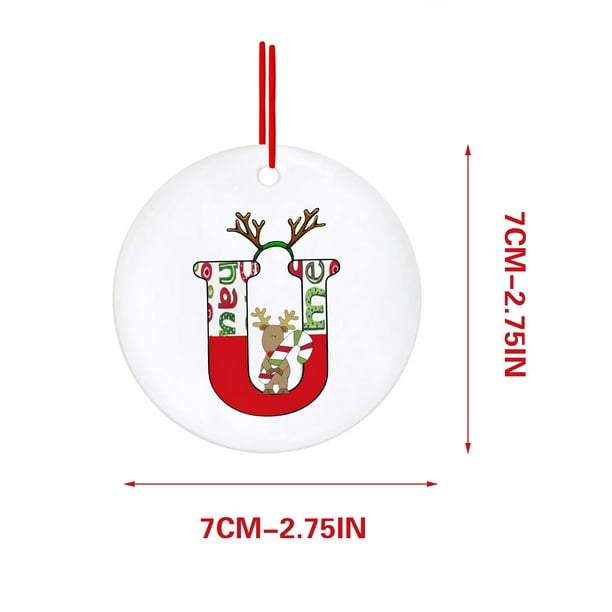 Decoraciones Del Árbol de Navidad con 26 Letras Del Alfabeto, Rojo Acrílico Fawn Colgante Ornamentos para el Hogar, Decoración Personalizada Del Árbol de Navidad para la Temporada de Vacaciones