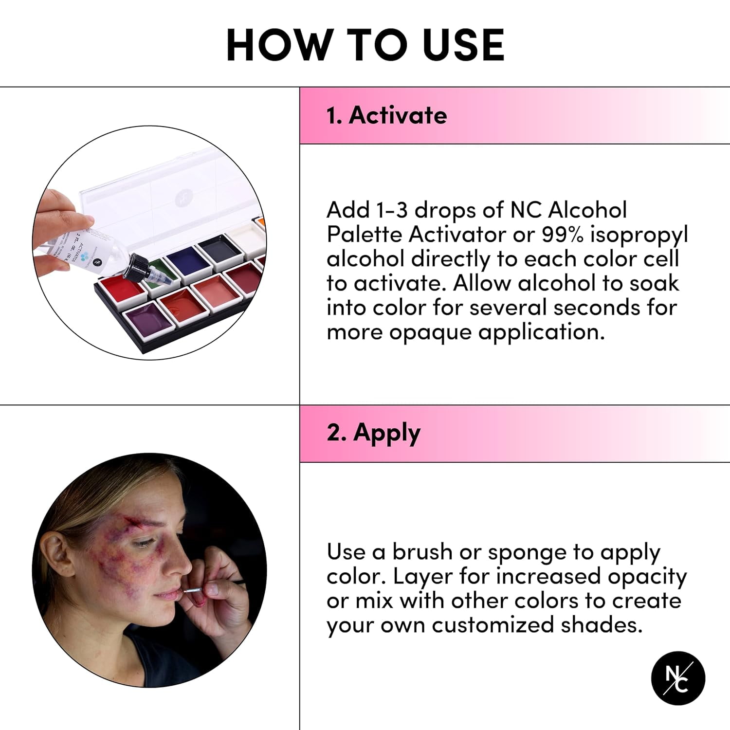 Narrative Cosmetics FX Alcohol-Activated 12 Colors Makeup Palette, Highly Pigmented Professional Makeup for the Stage, Film, Costumes, Cosplay, SFX, Performance Arts