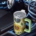 thumbnail image 4 of 40 oz Leak Proof Vacuum Insulated Sunflower Tumbler with Handle Flip Straw Lid Sunflower Tumblers with Lids Straws Stainless Steel Travel Mug Travel Accessories Must Have, 4 of 5