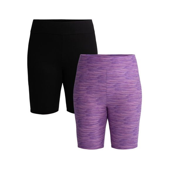 Terra & Sky Women’s Plus Size Bike Shorts, 10" Inseam, 2-Pack, Sizes 0X-4X