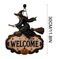 thumbnail image 3 of 2026 Halloween Party Supplies Halloween Witch Welcome Sign Wall Hanging Decor Vintage Flying Witch On Wooden Door Hanger With Pumpkin Star Halloween Front Door, 3 of 8