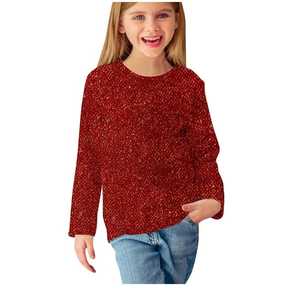 Aboser Kids Baby Fall Layering Shirts Trendy Sequin Printing T-shirt Causal Long Sleeve Basic Tees Toddlers Boys Girls T Shirts for 3-12 Years Old