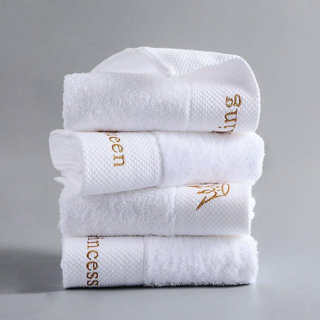 Calidad 100% algodón blanco 5 estrellas Hotel toalla hogar conjunto bordado lujo corona toallas de baño para adultos