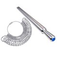 thumbnail image 1 of Silver Ring Size Measuring Kit: 250mm (9.8in) Triangular Ring Sizer Stick with 0-15 US Size Finger Gauge Set, 27-Ring Circular Measuring Tool for Accurate Finger Size Determination (Note: 0.25 Size, 1 of 6