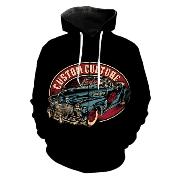 Sudadera con capucha y cremallera para hombre y adolescente, unisex, con estampado 3D de coches clásicos de dibujos animados, estilo Harajuku, hip hop, de manga larga, de gran tamaño, divertida