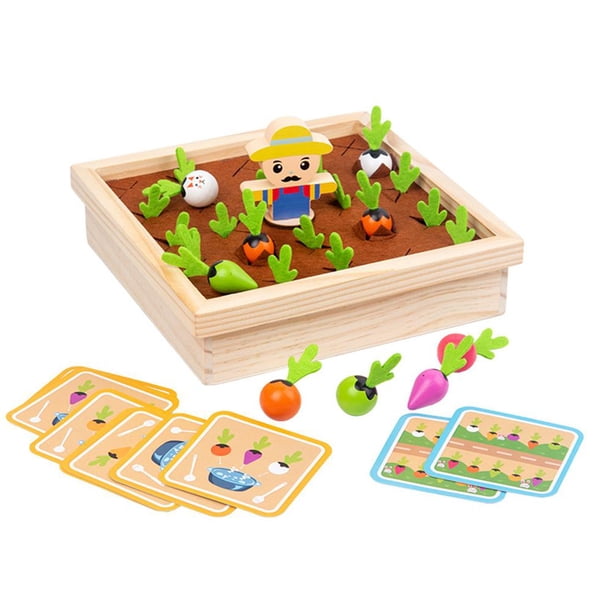 Juego De Mesa De Memoria De Madera Para Niños, Rompecabezas De Clasificación De Madera, Juguete De Desarrollo De Cosecha De Zanahorias Yuarrent FN005817-00