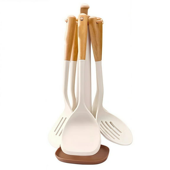 6-Piece Silicone Kitchen Utensil Tool Set With Rotating Rack Set