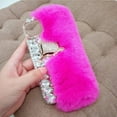 thumbnail image 4 of Compatible with iPhone 15 Plus Plush Furry Case with Luxury Bling Rhinestones for Women Girls Cute 3D Diamond Fox Cover Case Winter Warm Soft TPU Shockproof Protective Cover, Rose, 4 of 13