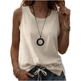 thumbnail image 6 of FAIWAD Tank Tops for Women Crew Neck Sleeveless Side Split Linen Shirts Casual Summer Beach Vacation Blouses, 6 of 8