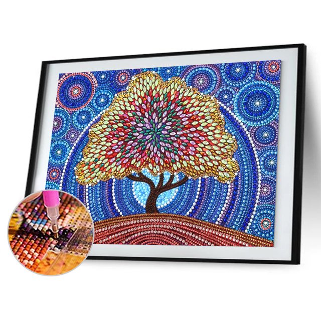 Cuadros Decorativos Pintura de diamante de cristal de diamante en forma especial de la serie Big Tree yk069 Tmvgtek embutido en tela