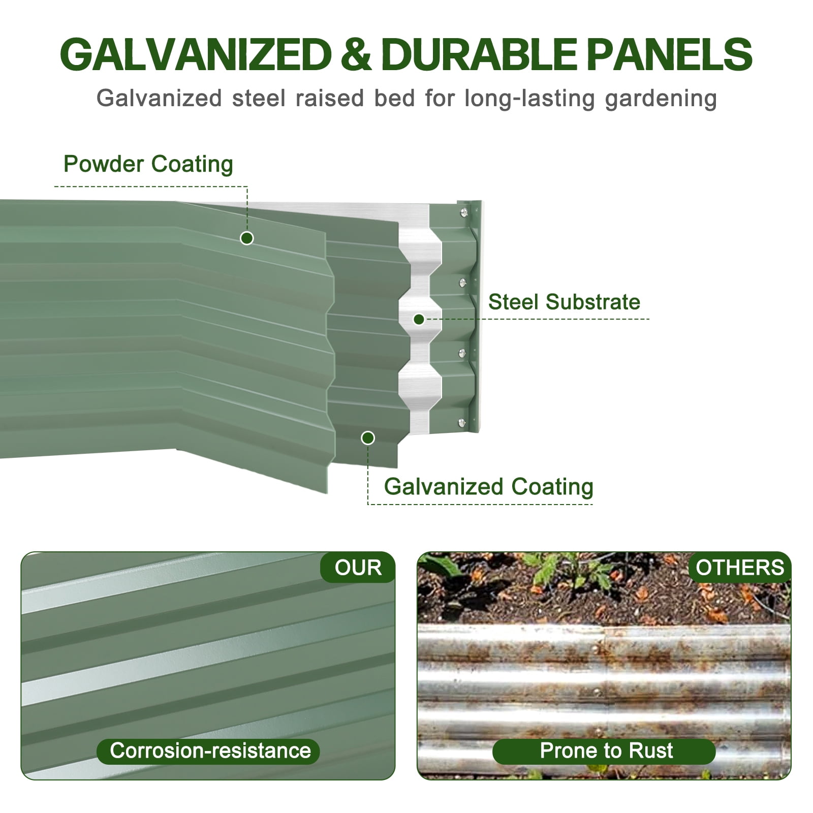 Aoodor Outdoor Metal Raised Garden Bed 4' x 2' x 1' Rust Resistance Planter Box