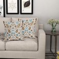 thumbnail image 6 of Brown Blue Grey Floral Pillow Covers 16x16 Set of 2 Flower Flower Block Print Decorative Throw Pillowcases Outdoor Spring Summer Farmhouse Cushion Cases Decor for Home Couch Sofa Bed, 6 of 7