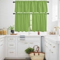 thumbnail image 3 of Watercolor Green Curtain Tier and Valance Set 3 Piece, Solid Color 3-inch Rod Pocket Window Tier Curtains Valance for Kitchen Living Room, 3 of 9