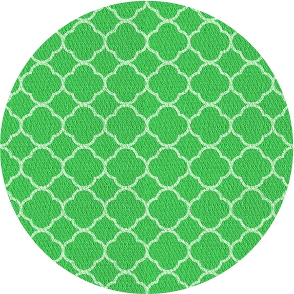 Ahgly Company Indoor Round Patterned Neon Green Area Rugs, 3' Round