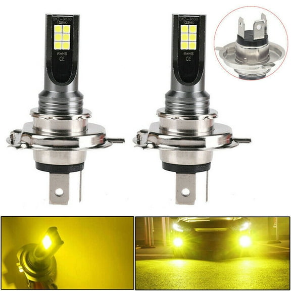 2Pcs H4 9003 Hb2 Led Headlight Bulbs Kit High Low Beam 3000K Golden Yellow