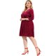thumbnail image 3 of Women's Plus Size Dress Wrap Velvet V Neck 3/4 Sleeve Shiny Midi Party Dresses Burgundy 4X, 3 of 7