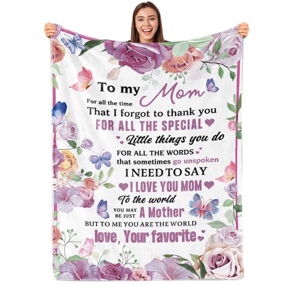 Gifts for Mom Blanket, Best Mom Ever Gifts, Birthday Gifts for Mom Throw Blanket, I Love You Mom Gifts, Unique Mom Gift,Mom Birthday Gifts from Daughter/Son Soft Throw Blanket 50" x 60"