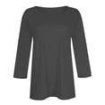 thumbnail image 5 of Qwertyu Plus Size 3/4 Sleeve Shirts for Women 2025 Floral Casual T Shirts Elbow V Neck Summer Tops 3/4 Length Sleeve Blouses for Women Dressy Gray S, 5 of 5