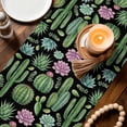 thumbnail image 3 of Cactus Summer Table Runner 72 Inches, Watercolor Tropical Botanical Black Bed Runner Dresser Scarves Tabletop for Indoor Outdoor Parties/Ceremony/Banquet, 14" x 72", 3 of 9