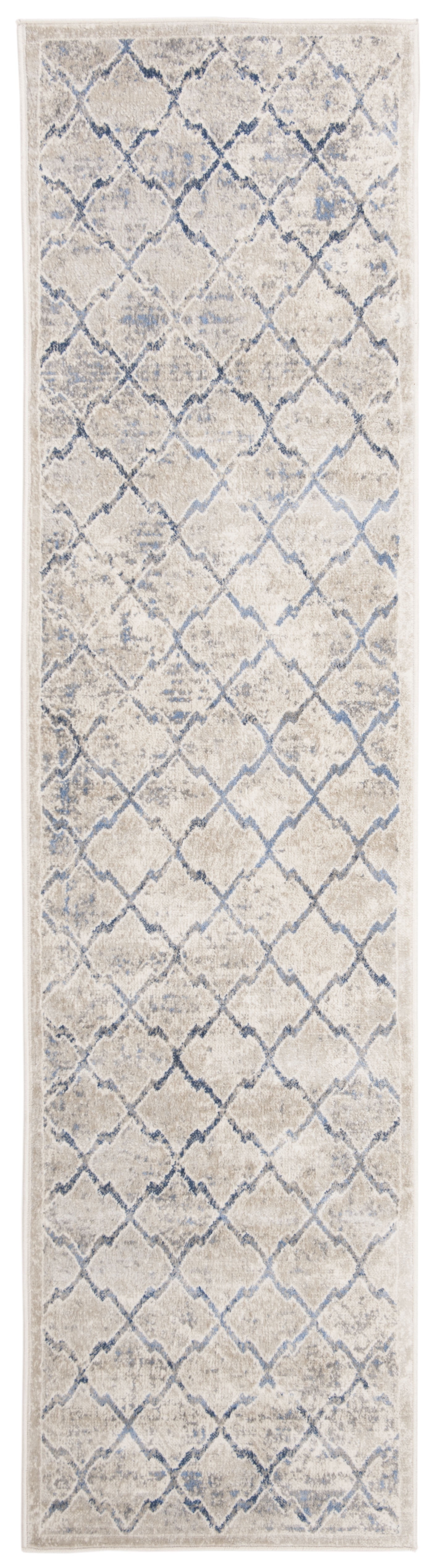 SAFAVIEH Brentwood Celandine Geometric Runner Rug, 2' x 14', Light Grey/Blue