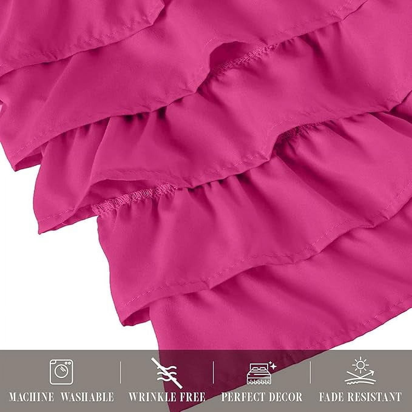 Elegant Comfort Multi-Ruffle Bed Skirt, 1500 Thread Count, Wrinkle and Stain Resistant, 15-Inch Drop, Full, Hot Pink