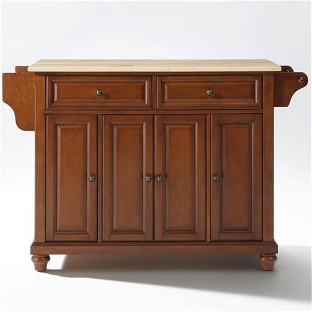 Crosley Furniture Cambridge Natural Wood Top Kitchen Island in Cherry